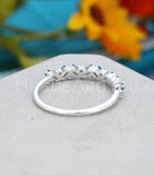 0.5ct Baguette Cut Simulated Aquamarine Half Eternity Band 14k White Gold Plated