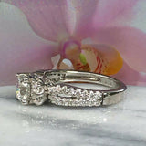 1.6ct Round Cut Diamond Engagement Ring Split Shank Petite 14k White Gold Finish