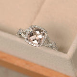 2ct Engagement Ring Cushion Cut Peach Morganite Diamond Halo 14k White Gold Over