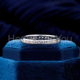 0.5ct Round Cut Moissanite Eternity Channel Set Wed Band 14k White Gold Plated