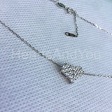 1ct Round Cut Moissanite Cluster Love Pendant Chain 14k White Gold Plated