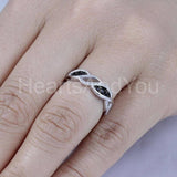 0.3ct Round Simulated Black Diamond Infinity Wedding Band 14k White Gold Plated