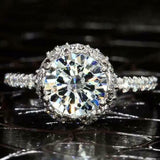 5Ct Round Cut Diamond Iced Queens Cocktail Engagement Ring 14K White Gold Finish