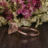 1ct Oval Cut Morganite Solitaire Minimalist Engagement Ring 14k Rose Gold Finish