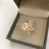1ct Emerald Cut Simulated Peach Morganite Split Shank Ring 14k YellowGold Plated