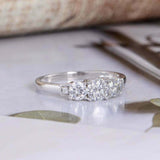 1.5ct Round Cut Diamond Engagement Ring Trilogy Solitaire 18k White Gold Finish