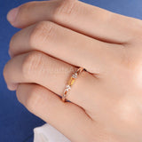 0.1ct Baguette Cut Simulated Citrine Half Eternity Wed Band 14k Rose Gold Plated