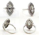 6Ct Marquise Cut Diamond Unique Vintage Engagement Ring 14K White Gold Finish