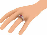 3ct Princess Cut Pink Ruby Engagement Ring Trilogy Cocktail 14k Rose Gold Finish