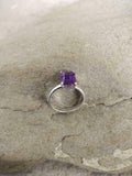 1.5ct Engagement Ring Emerald Cut Purple Amethyst Solitaire 14k WhiteGold Finish