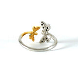 0.15ct Round Cut Moissanite Dragonfly Women Engagement Ring 14K Dual Gold Plated