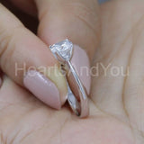 0.5ct Round Cut Moissanite Solitaire Women Engagement Ring 14k White Gold Plated