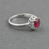 1ct Engagement Ring Oval Cut Ruby Open Rope Halo Solitaire 14k White Gold Finish
