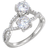 2.2ct Round Cut Moissanite Split Shank Engagement Ring 14k White Gold Plated