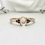 1.5ct Engagement Ring Oval Cut Peach Morganite Solitaire 14k Yellow Gold Finish