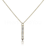 0.5ct Baguette Simulated Diamond Vertical Bar Pendant Chain 14k WhiteGold Plated