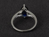 2.3ct Engagement Ring Marquise Cut Blue Sapphire Trilogy 14k White Gold Finish