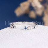 0.5ct Round Cut Simulated Sapphire Open Cuff Wedding Band 14k White Gold Plated
