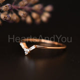 0.15ct Round Cut Moissanite Dainty Chevron Engagement Ring 14K YellowGold Plated