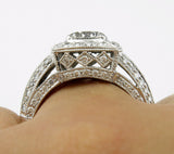 5Ct Round Cut VVS1/D Diamond Halo Vintage Engagement Ring 14K White Gold Finish