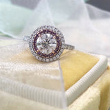 2ct Round Cut Diamond Amethyst Double Halo Engagement Ring 14k Dual Tone Finish