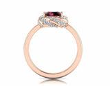 1.5ct Round Red Garnet Floral Swirl Solitaire Engagement Ring 14k Rose Gold Over