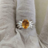 1.5ct Engagement Ring Oval Cut Yellow Citrine Partywear 14k White Gold Finish
