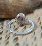 2ct Engagement Ring Oval Cut Purple Amethyst Diamond Halo 14k White Gold Finish