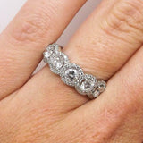 4Ct Round Cut Diamond Five Stone Floral Halo Engagement Ring 14K White Gold Over