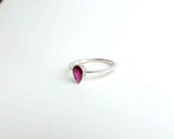 0.5ct Engagement Ring Pear Pink Ruby Solitaire Minimalist 14k White Gold Finish
