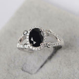 2ct Oval Cut Black Diamond Engagement Ring Halo Split Shank 14k WhiteGold Finish