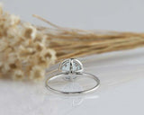 1.2ct Round Cut Blue Aquamarine Engagement Ring Halo Vintage 14k White Gold Over