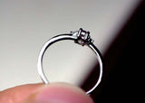 0.3ct Engagement Ring Oval Cut Amethyst Trilogy Minimalist 14k White Gold Finish