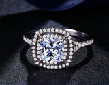 4Ct Cushion Cut Diamond Split Shank Halo Ring 14K White Gold Finish Round Accent