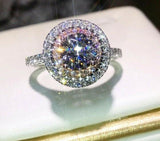 4Ct Round Cut Diamond Dual Halo Elegant Engagement Ring 14K White Gold Finish