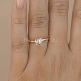 0.5ct Baguette Simulated Diamond Two Stone Engagement Ring 14k YellowGold Plated