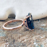 3.5ct Engagement Ring Oval Cut Blue Sapphire Solitaire 14k Rose Gold Finish