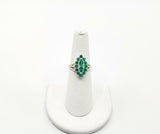 2.2ct Engagement Ring Pear Cut Green Emerald Art Deco 14k White Gold Finish