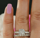 2.3ct Round Cut Diamond Bridal Set Vintage Engagement Ring 14k White Gold Finish