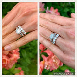 2.1ct Round Cut Moissanite Three Stone Ring Bridal Set 14k White Gold Plated