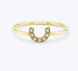 0.5ct Round Cut Diamond Horse Shoe Lucky Engagement Ring 14k Yellow Gold Finish
