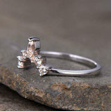 0.7ct Marquise Cut Peach Morganite Crown Minimalist Ring 14k White Gold Finish