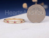 0.5ct Round Cut Simulated Pink Ruby Half Eternity Band 14k Yellow Gold Plated