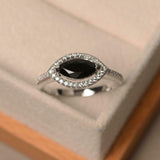 1.5ct Engagement Ring Marquise Cut Black Diamond Halo 14k White Gold Finish