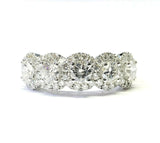 4Ct Round Diamond Five Stone Cluster Halo Engagement Ring 14K White Gold Finish