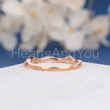 0.3ct Round Cut Moissanite Stacking Wave Women Wedding Band 14k Rose Gold Plated