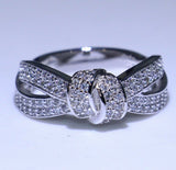 2ct Round Cut VVS1 Diamond Engagement Ring 14k White Gold Finish Ribbon Bow Knot