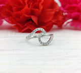 0.5ct Round Cut Moissanite Ocean Wave Engagement Ring 14k White Gold Plated