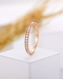0.2ct Round Cut Moissanite Minimalist Women Wedding Band 14k Rose Gold Plated