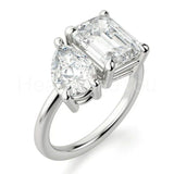 2.3ct Emerald Simulated Diamond Toi Et Moi Engagement Ring 14k White Gold Plated